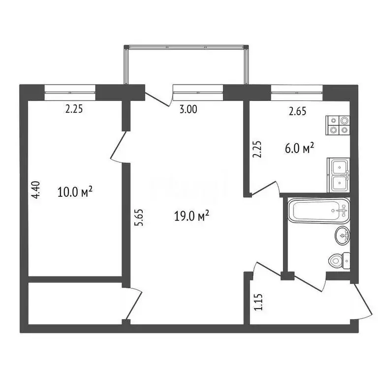 2-комнатная квартира: Петропавловск-Камчатский, улица Кутузова, 12Б ... - Фото 1
