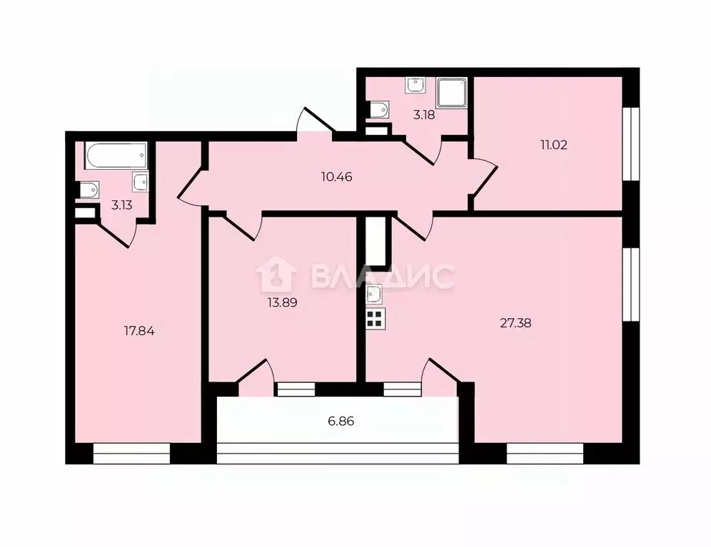 3-к кв. Санкт-Петербург Светлановский просп., 14к1 (87.0 м) - Фото 1