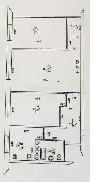 3-к кв. Татарстан, Казань ул. Шамиля Усманова, 8 (58.0 м) - Фото 2