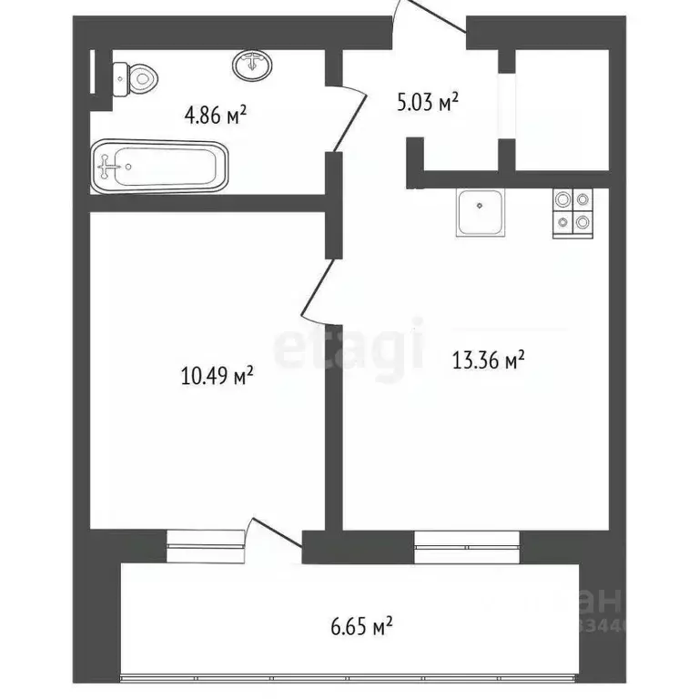 1-к кв. Тюменская область, Тюмень ул. Революции, 228к6 (33.7 м) - Фото 1