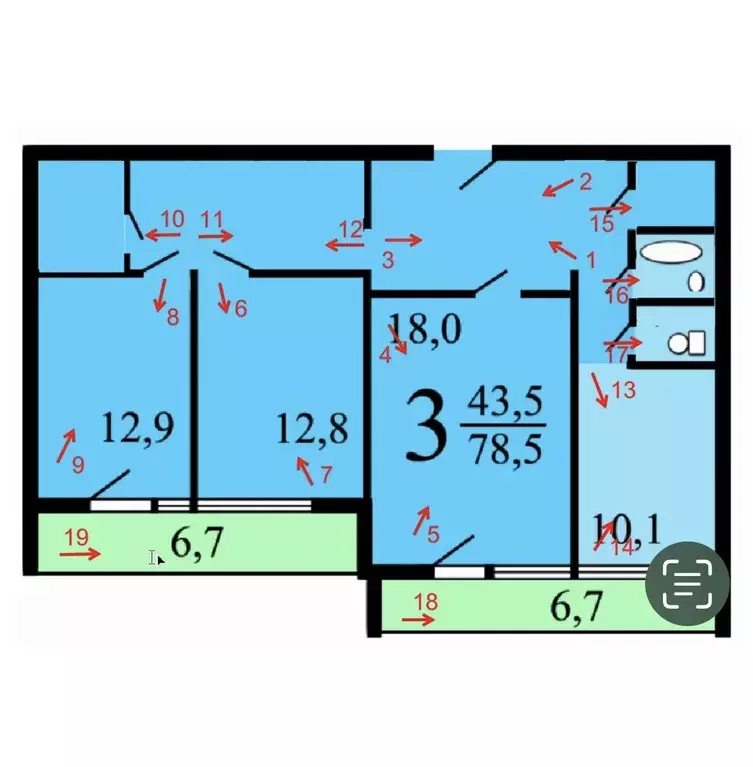 Продаётся 3-к квартира, 78.8 м - Фото 0