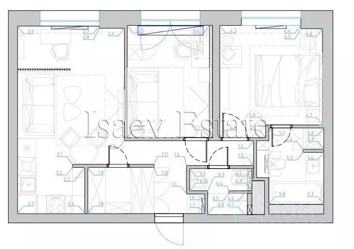 Квартира, 2 комнаты, 57.5 м - Фото 1