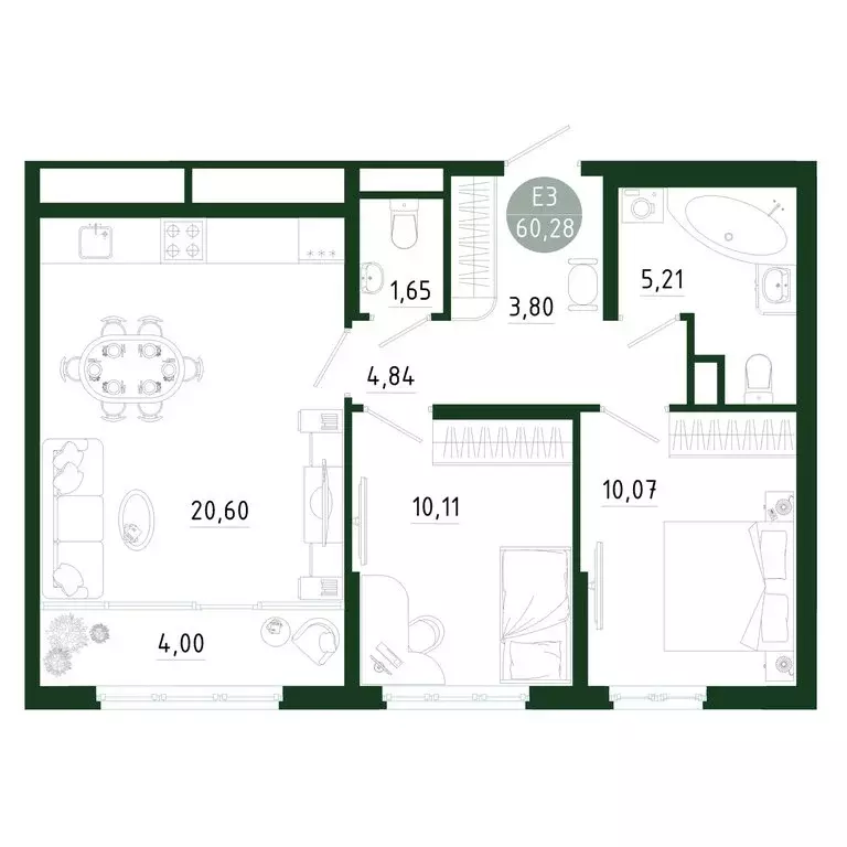 2-комнатная квартира: Тула, улица Генерала Маргелова, 9В (60.28 м) - Фото 0
