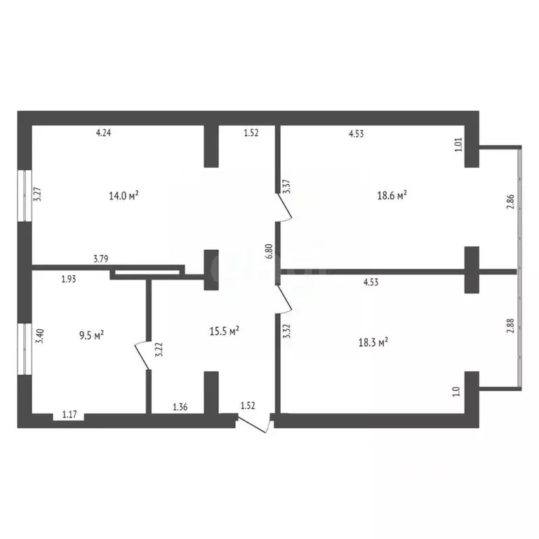 2-к кв. Севастополь ул. Симонок, 53В/1 (75.9 м) - Фото 1