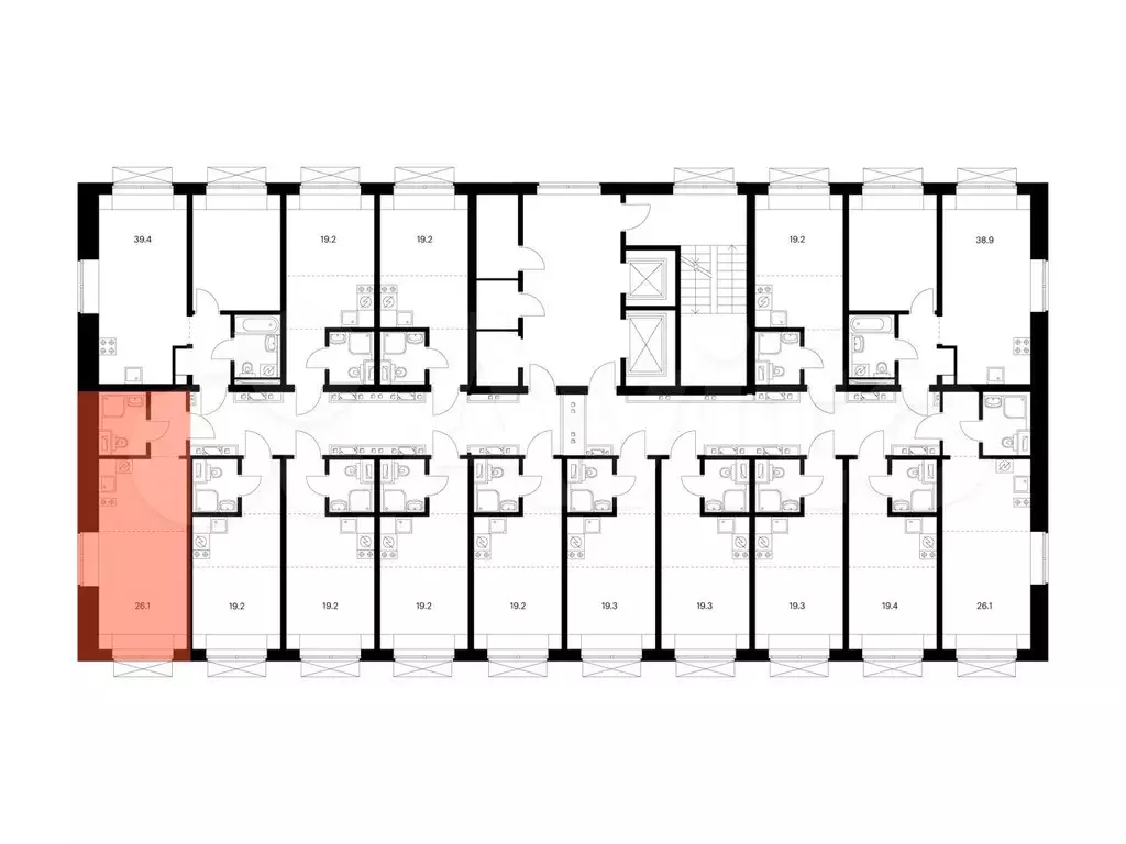 Квартира-студия, 26,1 м, 9/9 эт. - Фото 1