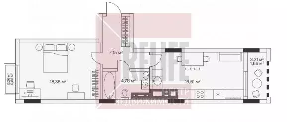 1-комнатная квартира: посёлок Малое Исаково, Первая улица, 1к4 (49.3 ... - Фото 1