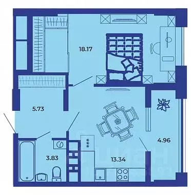 1-к кв. Брянская область, Брянск ул. Комарова, 47 (45.9 м) - Фото 1