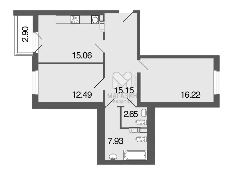 2-комнатная квартира: Санкт-Петербург, Полтавский проезд, 3 (70 м) - Фото 1