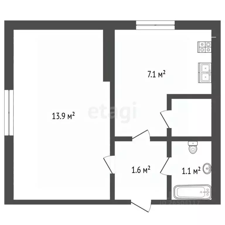 1-к кв. Севастополь ул. Оборонная, 8 (24.5 м) - Фото 2