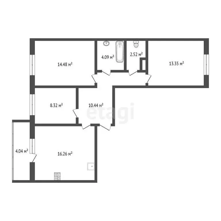 3-комнатная квартира: Тюмень, улица Николая Никитина, 6 (70 м) - Фото 0