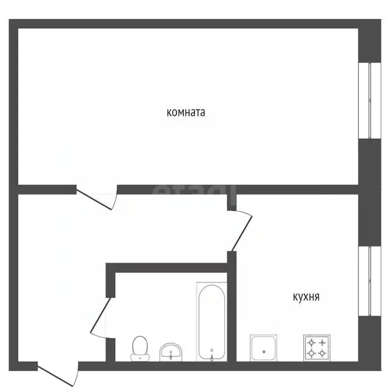 1-к кв. Курганская область, Курган ул. Красина, 23 (30.1 м) - Фото 2