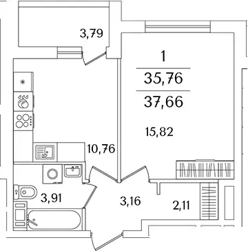 Продаётся 1-к квартира, 35.76 м - Фото 0