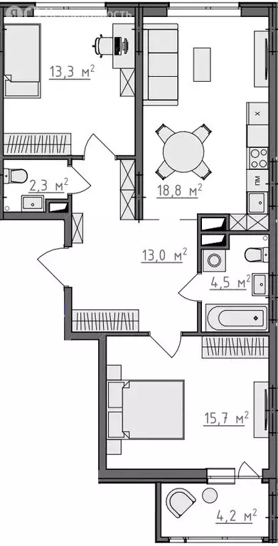 2-комнатная квартира: Владимир, микрорайон Сновицы-Веризино (69.7 м) - Фото 0