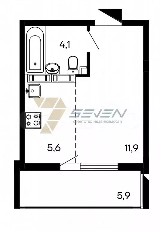 Квартира-студия, 28 м, 4/9 эт. - Фото 0
