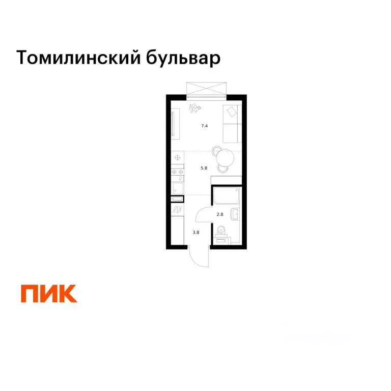 Студия Московская область, Котельники Ковровый мкр, Томилинский ... - Фото 1