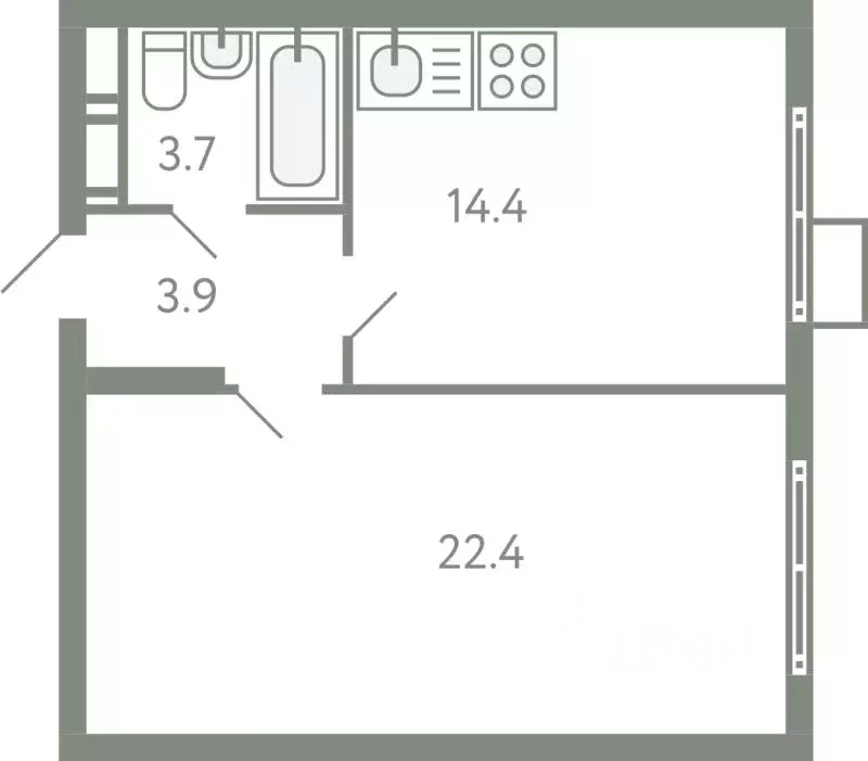 1-к кв. Московская область, Ленинский городской округ, Молоково пгт ... - Фото 1