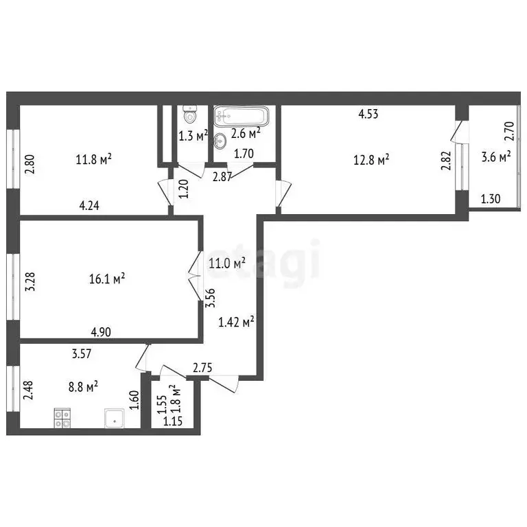 3-комнатная квартира: Стерлитамак, микрорайон Южный, улица Суханова, ... - Фото 1