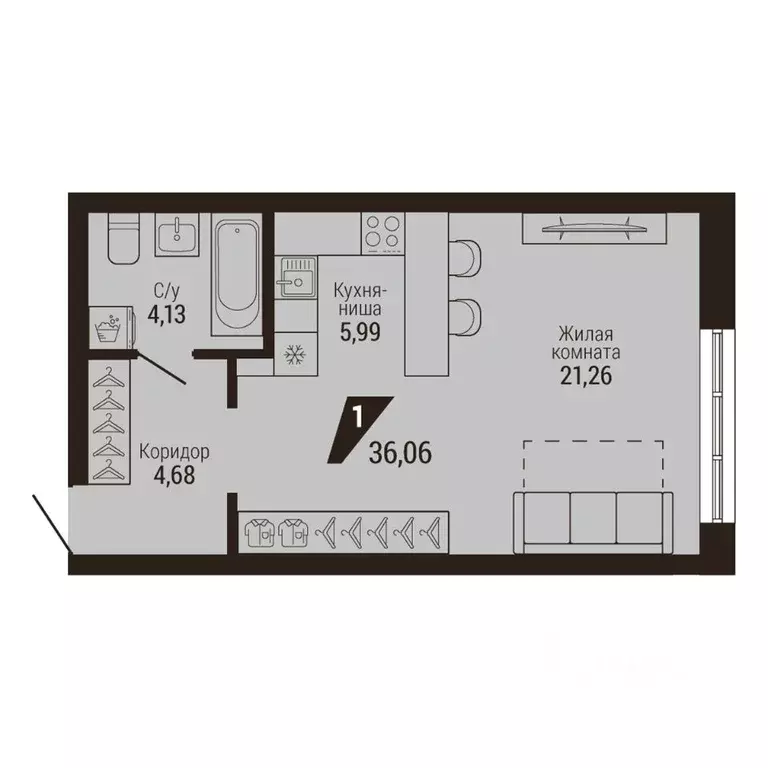 1-к кв. Свердловская область, Екатеринбург Центральный жилрайон, Дом 7 ... - Фото 2
