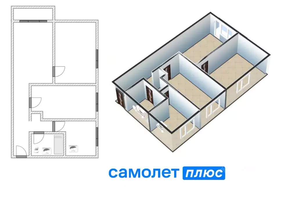 3-к кв. Кемеровская область, Кемерово Инициативная ул., 24 (50.4 м) - Фото 1