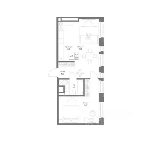 2-к кв. Татарстан, Казань Резиденция на Сары Садыковой жилой комплекс ... - Фото 1