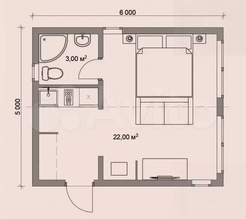 Апартаменты-студия, 11,4 м, 3/3 эт. - Фото 0