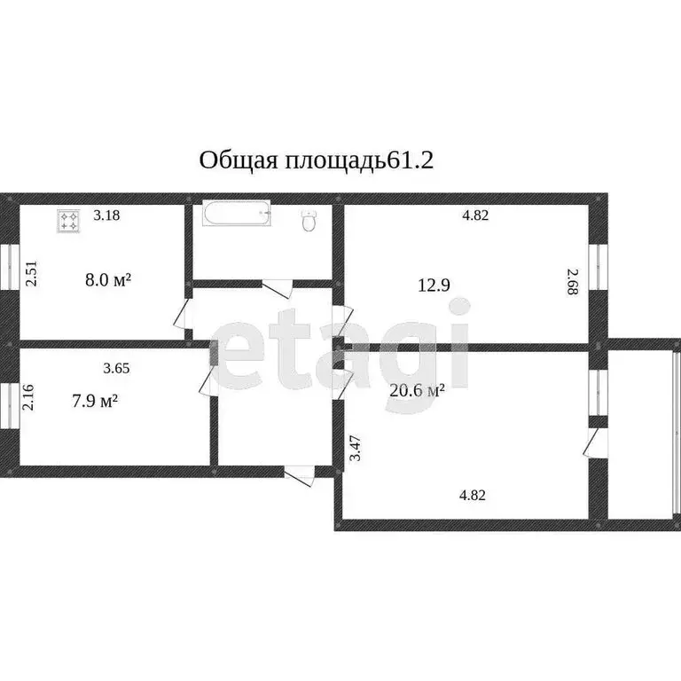 3-комнатная квартира: Ишим, Деповская улица, 208Б (58.2 м) - Фото 1