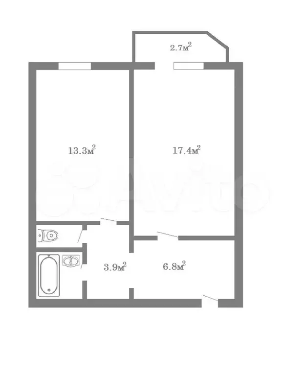 1-к. квартира, 44,9 м, 5/9 эт. - Фото 0