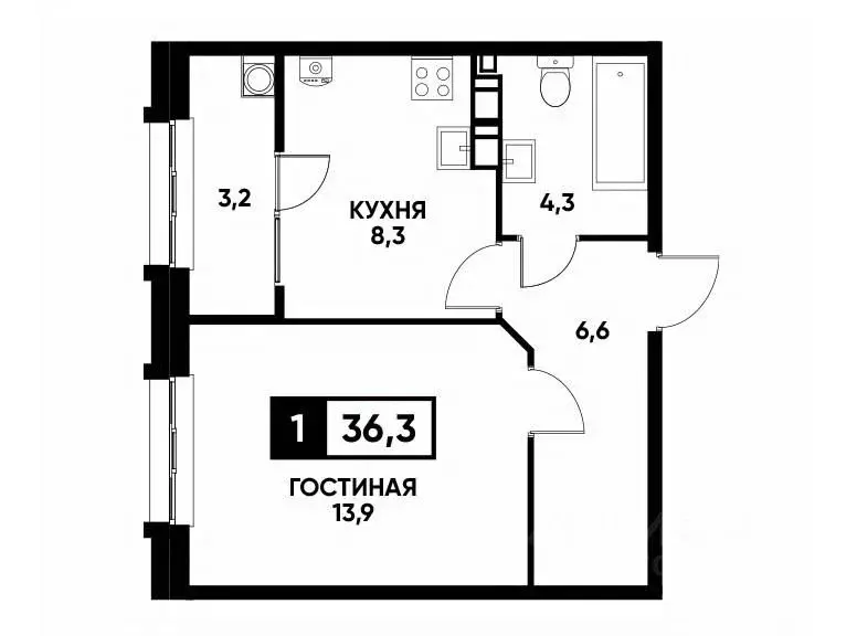 1-к кв. Ставропольский край, Ставрополь ул. Андрея Голуба, 14 (36.3 м) - Фото 0