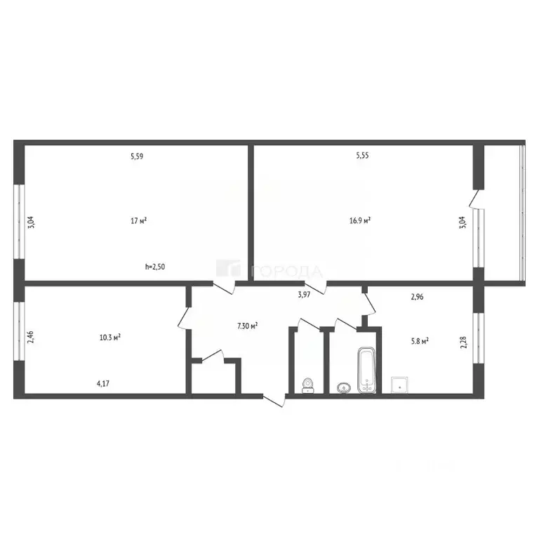 3-к кв. Кемеровская область, Прокопьевск ул. Гайдара, 7 (61.6 м) - Фото 2