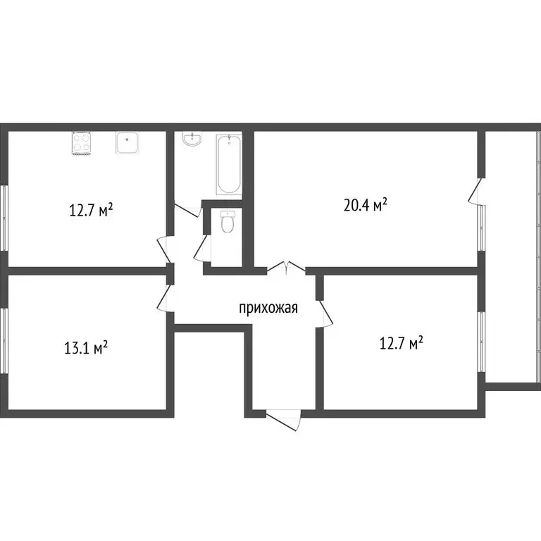 3-комнатная квартира: Ишим, улица Порфирьева, 2 (73 м) - Фото 1