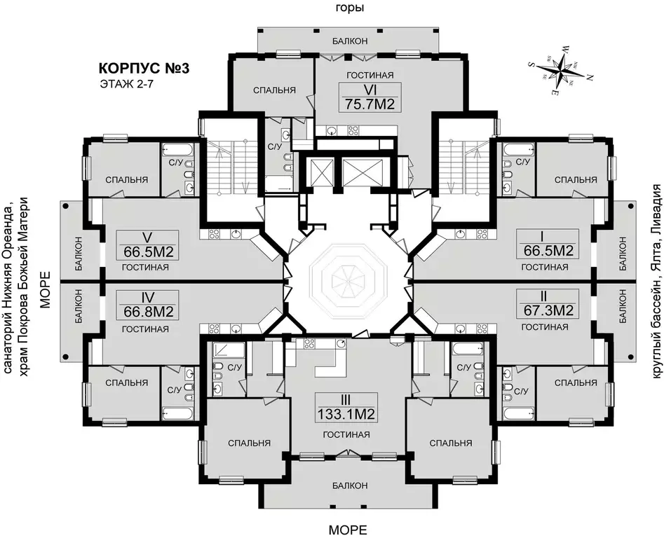 2-к кв. Крым, Ялта городской округ, Ореанда пгт 60Гк3 (66.5 м) - Фото 1