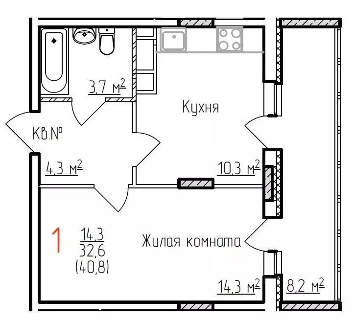 1-к кв. Владимирская область, Владимир Добросельская ул., 178 (40.8 м) - Фото 1