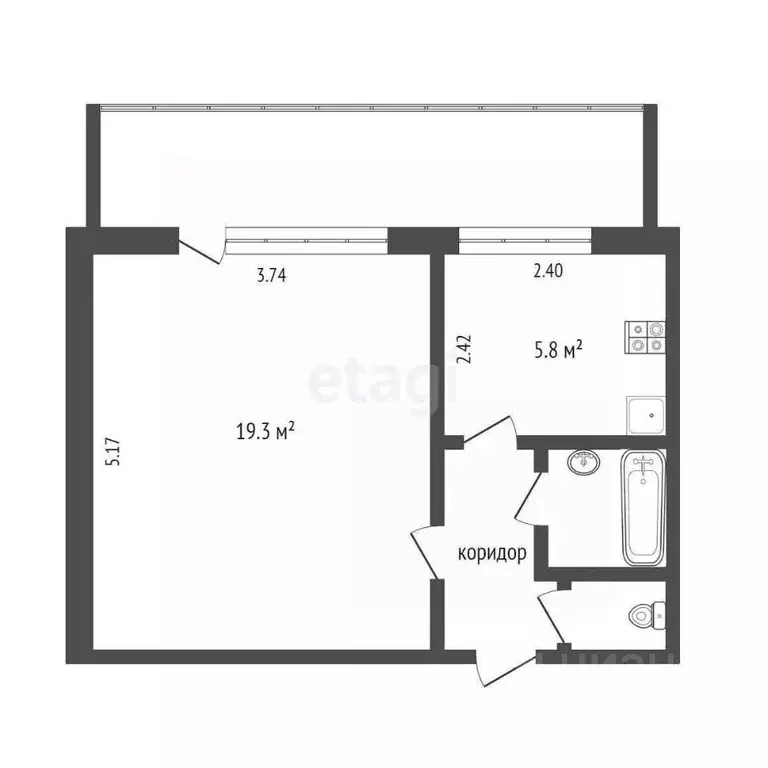 1-к кв. Тюменская область, Тюмень Олимпийская ул., 34 (31.0 м) - Фото 2