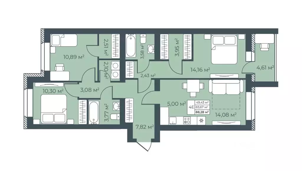 4-к кв. Воронежская область, Бобров  (88.28 м) - Фото 0