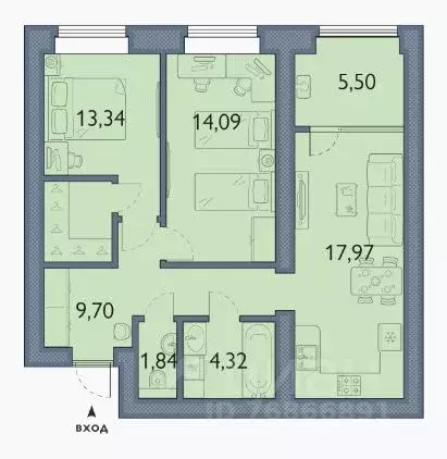 2-к кв. Брянская область, Брянский район, пос. Мичуринский, ... - Фото 1