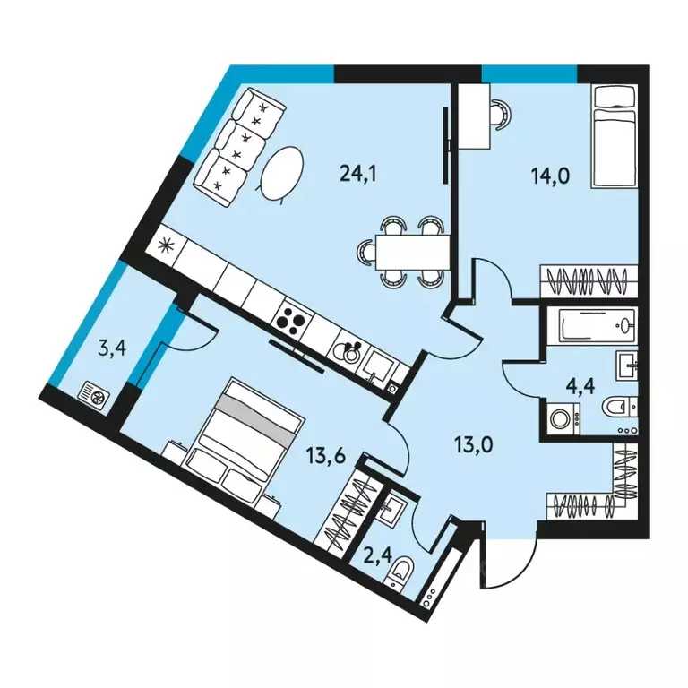 3-к кв. Пермский край, Пермь ул. Пушкина, 91 (73.2 м) - Фото 1