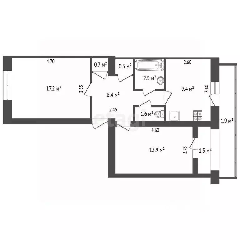2-к кв. Крым, Феодосия ул. Строительная, 13 (53.7 м) - Фото 2