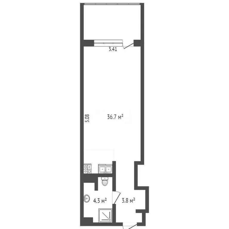 Квартира-студия: Кача, улица Авиаторов, 1Гк7 (42.65 м) - Фото 1