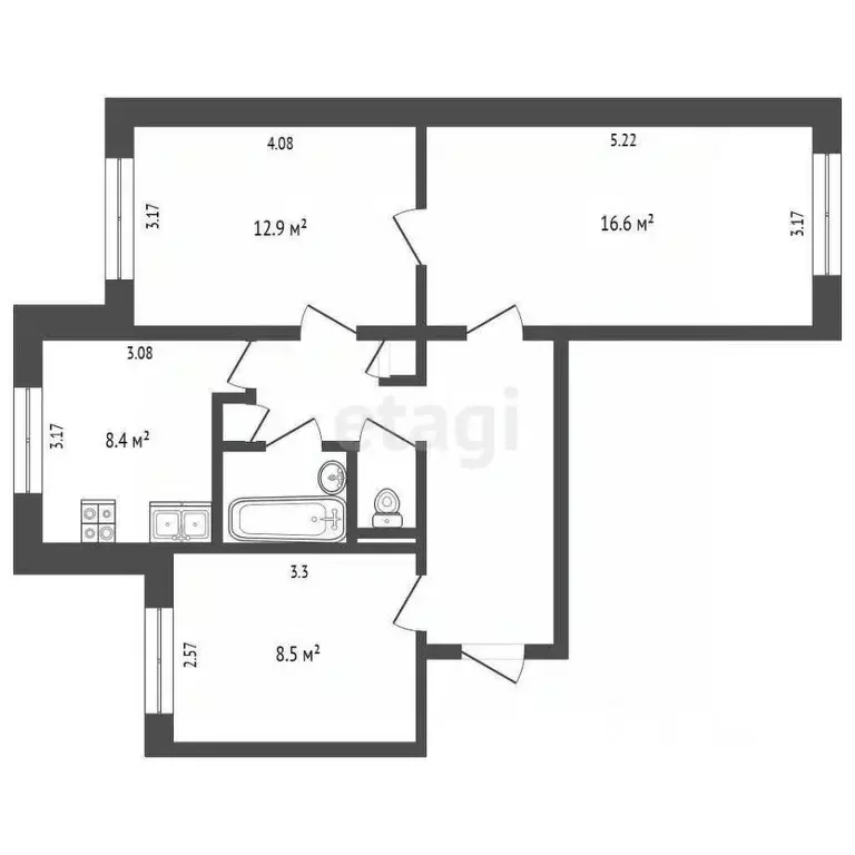 3-к кв. Белгородская область, Белгород ул. Победы, 71 (61.1 м) - Фото 1