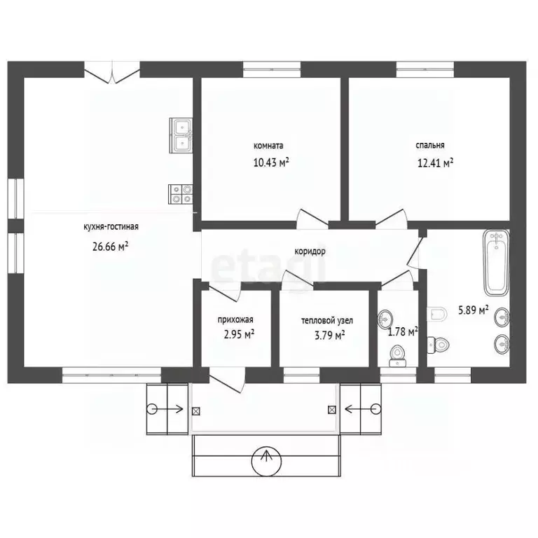 Дом в Татарстан, Менделеевск ул. Крымская (70 м) - Фото 1