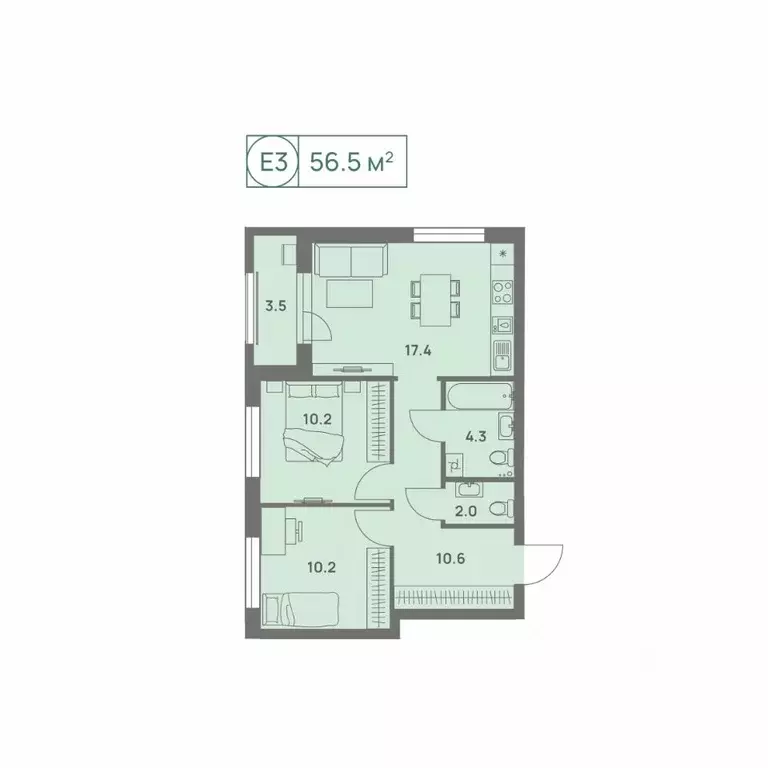 3-к кв. Пермский край, Пермь Трамвайная ул., 27 (56.5 м) - Фото 1