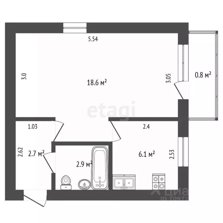 1-к кв. Башкортостан, Стерлитамак просп. Ленина, 43 (31.1 м) - Фото 1
