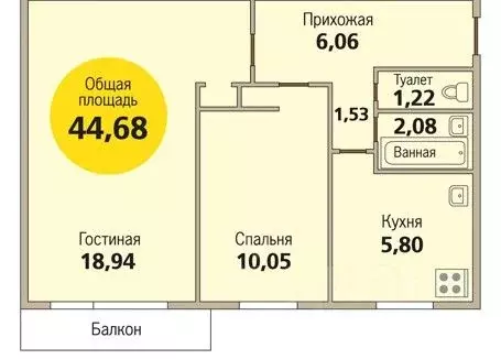 2-к кв. Москва ул. Юных Ленинцев, 109К2 (44.5 м) - Фото 1