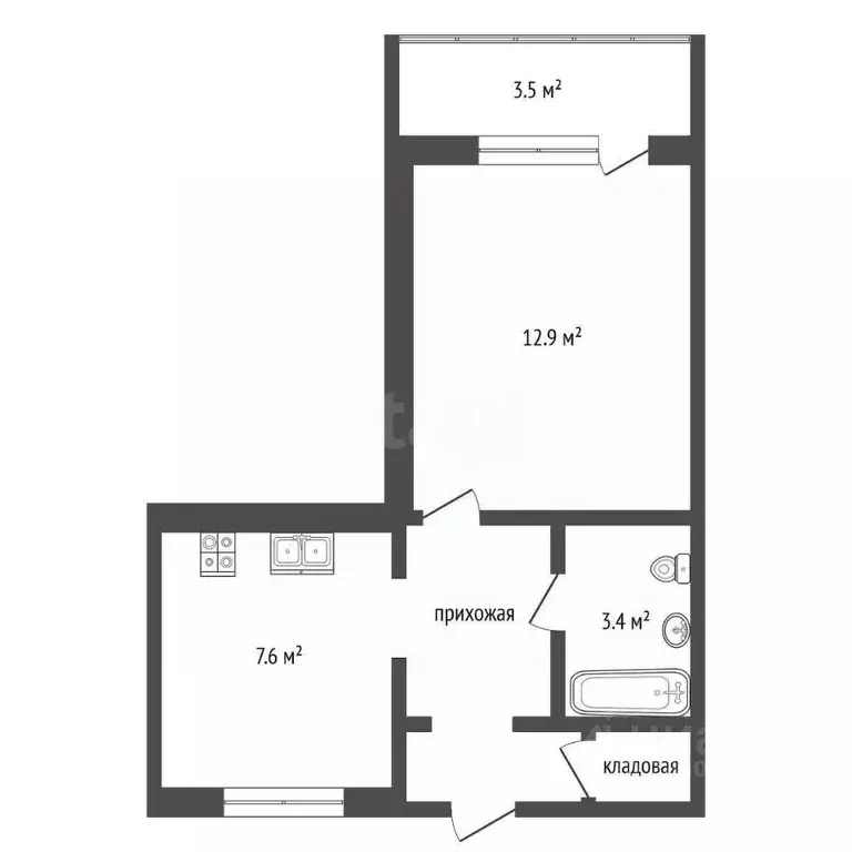 1-к кв. Севастополь ул. Героев Бреста, 25 (30.8 м) - Фото 1