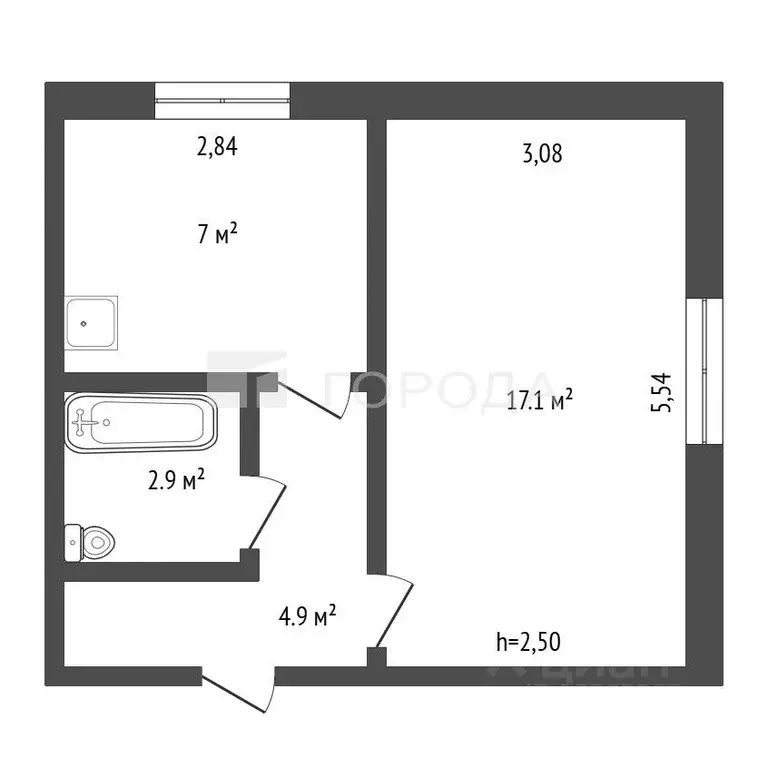 1-к кв. Кемеровская область, Новокузнецк ул. Тореза, 19 (32.0 м) - Фото 2