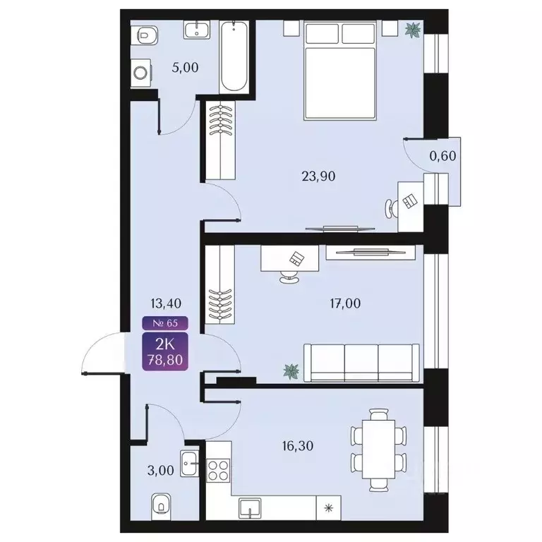 2-к кв. Омская область, Омск ул. 5-я Северная (78.8 м) - Фото 2