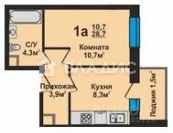 1-к кв. Владимирская область, Владимир ул. Верхняя Дуброва, 42 (28.7 ... - Фото 2