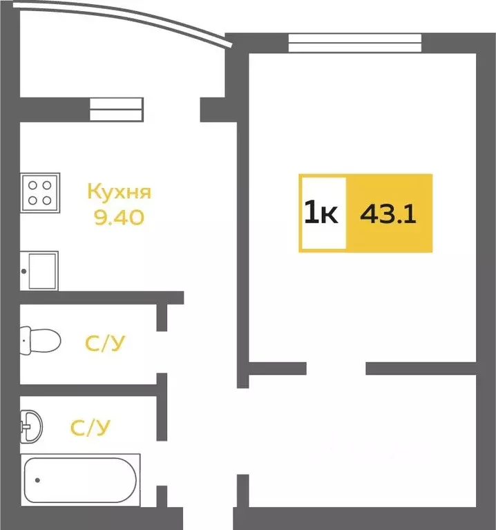 1-к кв. Тюменская область, Тюмень Широтная ул., 190 (43.3 м) - Фото 2