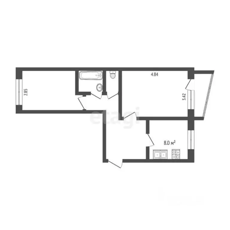 2-к кв. Ханты-Мансийский АО, Сургут ул. Дзержинского, 8А (52.2 м) - Фото 2