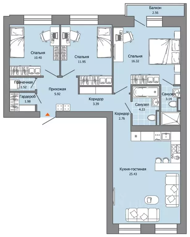 3-к кв. Пермский край, Пермь ул. Дзержинского, 35А (88.0 м) - Фото 2